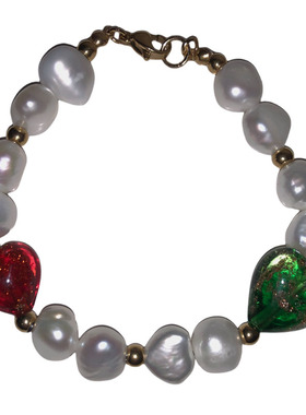 原创自制复古港风巴洛克琉璃珍珠手链节日礼物氛围感爱心串珠手串