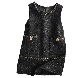 女童马甲裙秋冬新款洋气连衣裙春秋小香风背心裙中大童公主裙加厚