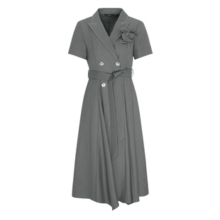 莱芙·艾迪儿商场同款夏季新款西装连衣裙女胸花设计裙子