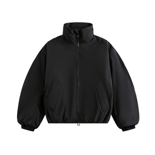 NEVERNEED黑色短款立领棉衣男女冬季美式复古cleanfit保暖外套潮