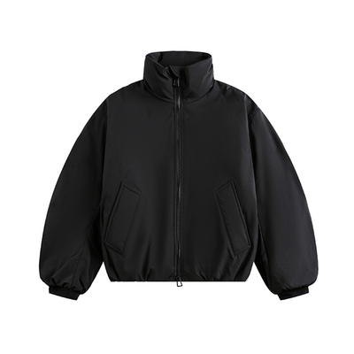 NEVERNEED黑色短款立领棉衣男女