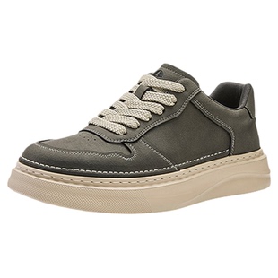 Navigare/纳维凯尔意大利小帆船男鞋厚底软皮军绿色潮流休闲板鞋