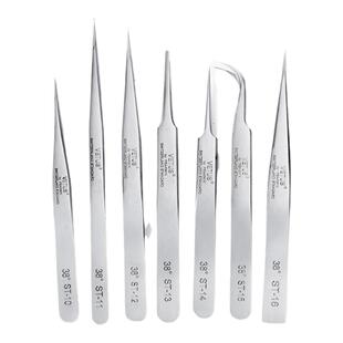 原装VETUS镊子不锈钢高精密加厚高硬度尖头弯头睫毛黑头夹子工具