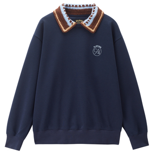 [哈利波特联名]佐丹奴女装2026年春新款刺绣拼接翻领卫衣18325530