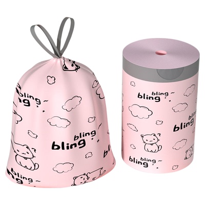 印花抽绳垃圾袋家用加厚手提式实惠装厨房大号特超厚塑料袋