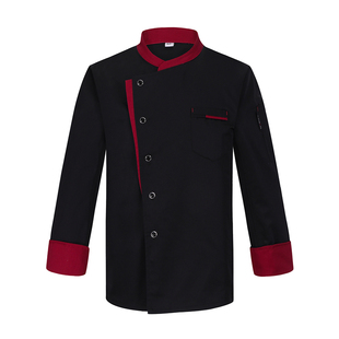纯棉厨师服长袖加绒加厚餐饮饭店面点烘焙学校厨师工作服短袖