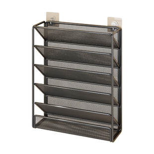 壁挂式文件架多功能金属文件夹收纳盒办公室桌面悬挂置物架挂墙杂志架办公用品资料整理架文具书报架多层书立