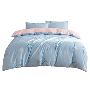 雅兰儿童四件套纯棉被套全棉透气床单床笠学生宿舍三件套床上用品