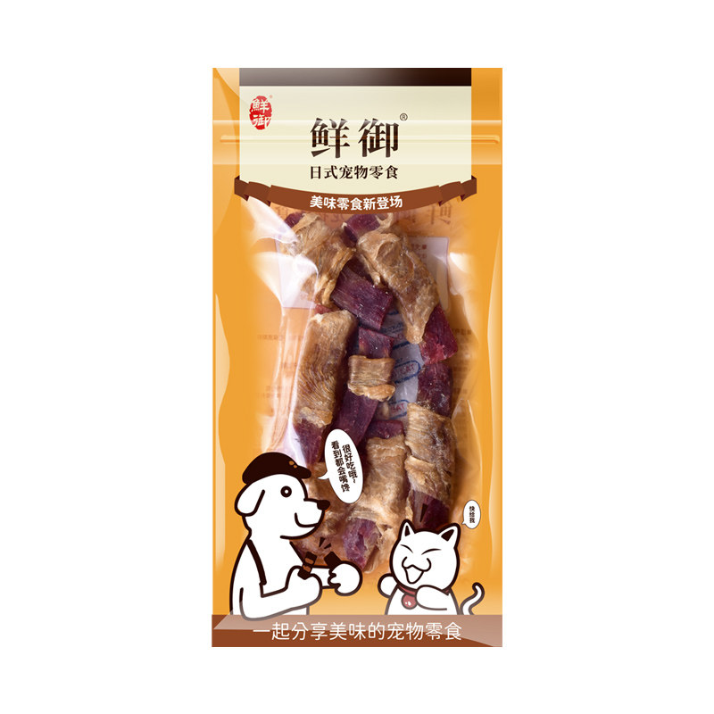 【鲜御】宠物狗狗零食 鸡肉干鸭肉干缠紫薯手工肉干零食 100g/袋