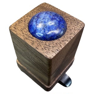 幸运蓝色青金石镶嵌黑胡桃木手作斯诺克强磁巧克粉盒夹高档TP个性