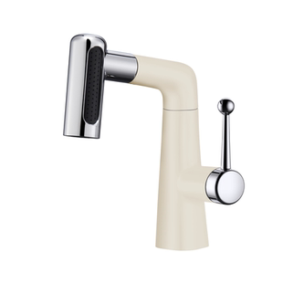 小叮当多巴胺抽拉式面盆冷热升降水龙头洗脸盆洗手池家用奶白色