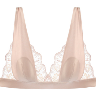 宝诗嫣法式蕾丝内衣女无钢圈薄款小胸缎面文胸平胸性感可外穿胸罩