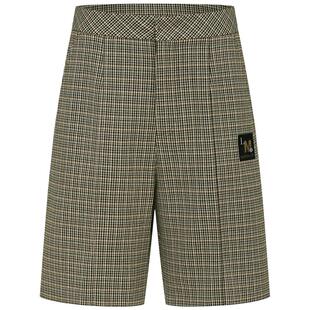 曼德诗绵羊毛西装短裤2025春秋新款时尚直筒高腰复古格纹休闲裤女