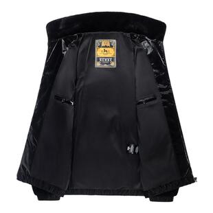 冬季男士羽绒服潮流立领拼接金貂绒亮面白鸭绒保暖夹克外套男