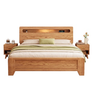 加厚实木床家用卧室1.5米主卧双人床轻奢1.2民宿出租房用单人床