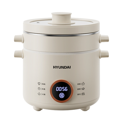 HYUNDAI电煮锅一体锅多功能蒸煮炒煎陶瓷釉不粘锅小型宿舍泡面锅