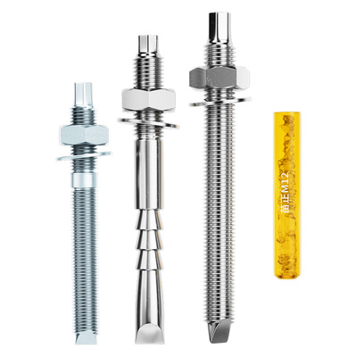 304不锈钢化学膨胀螺栓化学锚栓药剂倒锥化学螺丝加长M8M10M12M30