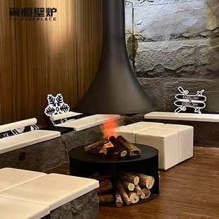 简约 饰家用欧式 悬挂式 壁炉电子蒸汽真火燃木民宿别墅客厅室内装