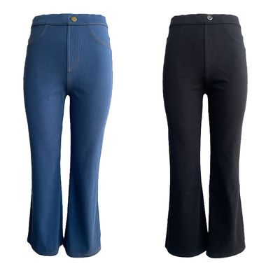 喇叭裤9分松腰原色牛仔不褪色