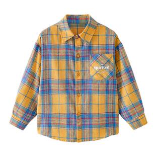 男童长袖衬衫春秋款2026春装新款儿童中大童男孩春季上衣