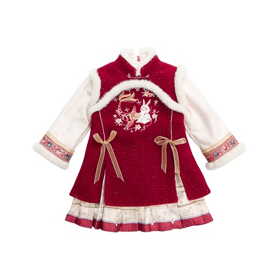 女童旗袍裙加绒加厚新中式
