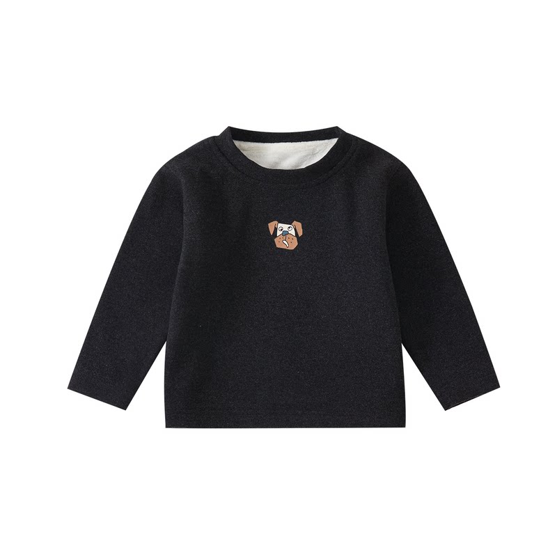 婴幼儿加绒加厚条纹保暖打底衫