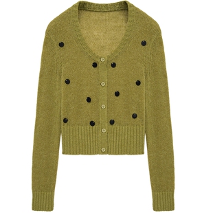 MESUX米岫25冬1/28NM含马海毛绵羊毛钉珠设计开襟毛衫MNWUE505