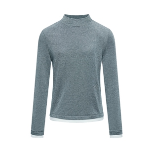 LILY2025秋冬新款女装羊毛混纺撞色内搭上衣修身半高领打底针织衫