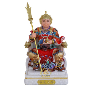 新款汉白玉五显华光大帝神像家用三只眼马灵官马元帅供奉摆件