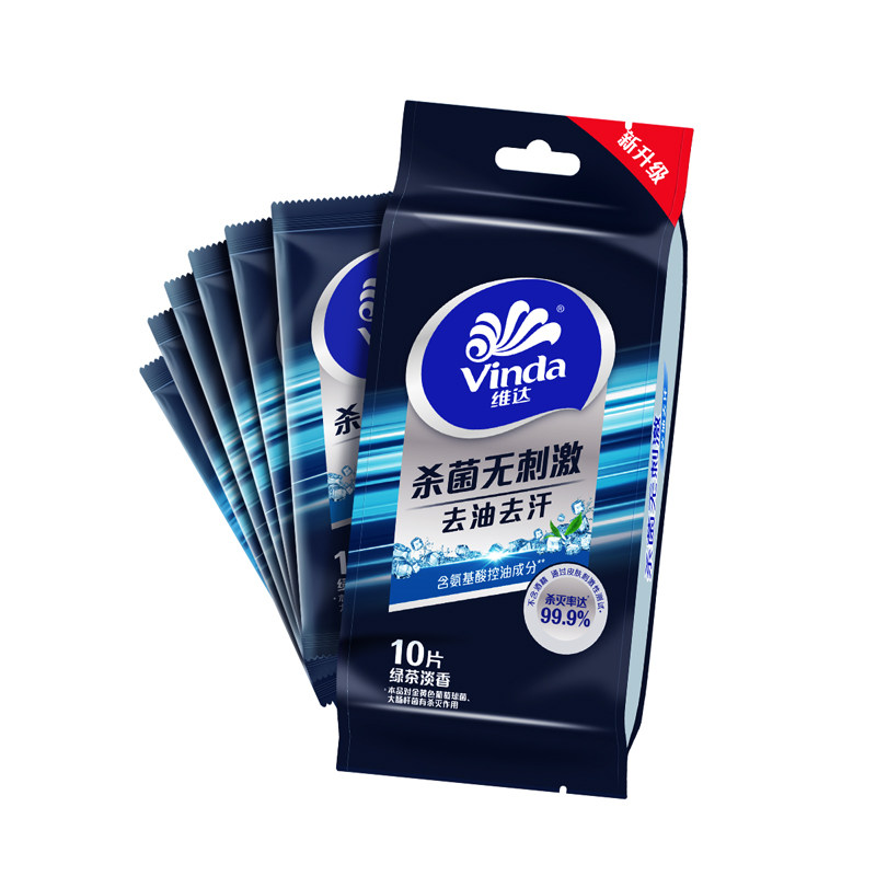 维达10片装去油杀菌消毒湿巾纸