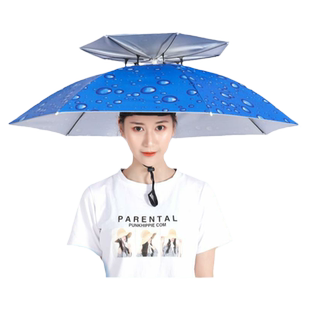 伞式太阳帽防雨钓鱼伞帽头戴式防晒折叠头顶雨伞帽户外遮阳垂钓用