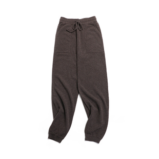 东雍 修行 复古加密暗纹碎玉针提花休闲显瘦羊绒束脚运动小脚卫裤