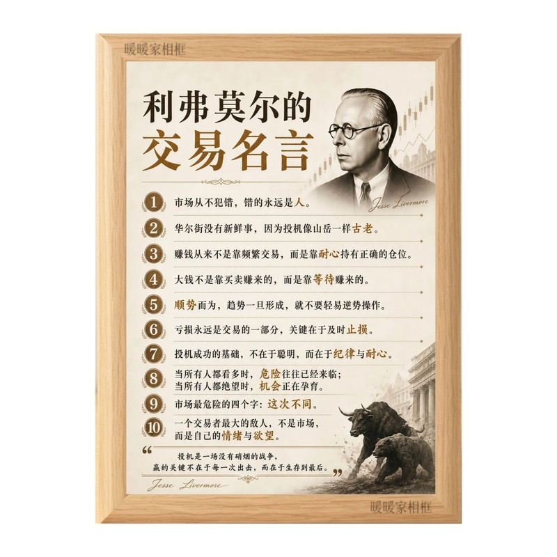 利弗莫尔交易名言相框摆台