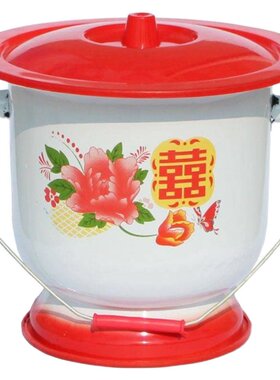老式痰盂成人搪瓷高脚带盖尿盆