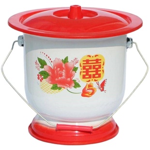 。老式痰盂成人搪瓷高脚带盖尿盆成人女铁痰盂女孩夜壶小孩老人家