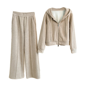 欧货休闲运动卫衣套装女春秋冬季高级感炸街减龄穿搭阔腿裤两件套