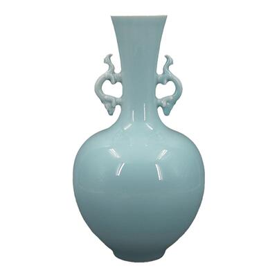 青釉花瓶摆件花器插花仿古玉质景德镇陶瓷器中式梅瓶柳瓶桌面装饰