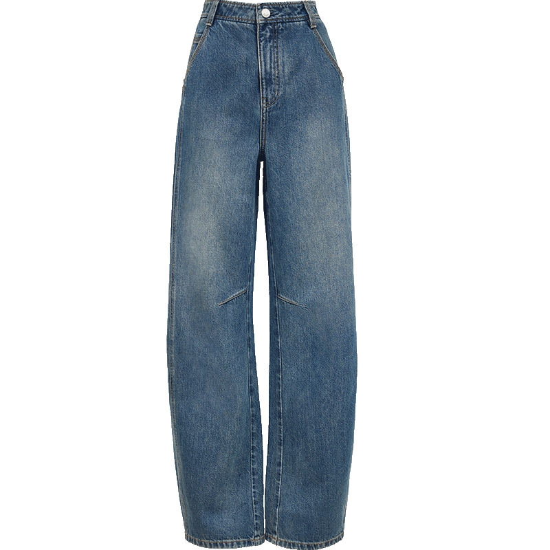 ONLY2025冬季新款高腰显瘦立体分割线高腰弯刀气球香蕉牛仔裤女