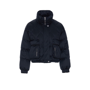 风笛2024冬季新款羽绒服女百搭休闲立领保暖鹅绒拉链面包服外套