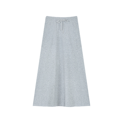 pusumede 轻闲格调 灰色高腰半身裙女松紧腰针织卫裙中长款a字裙