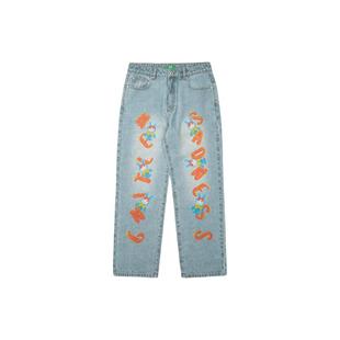 Melting Sadness【春季新品】25年karoro玩偶数码满印牛仔长裤