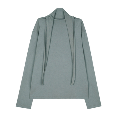 MRS Studios 棉羊毛莫代尔亲肤舒适 小众设计时髦气质系带长袖T恤