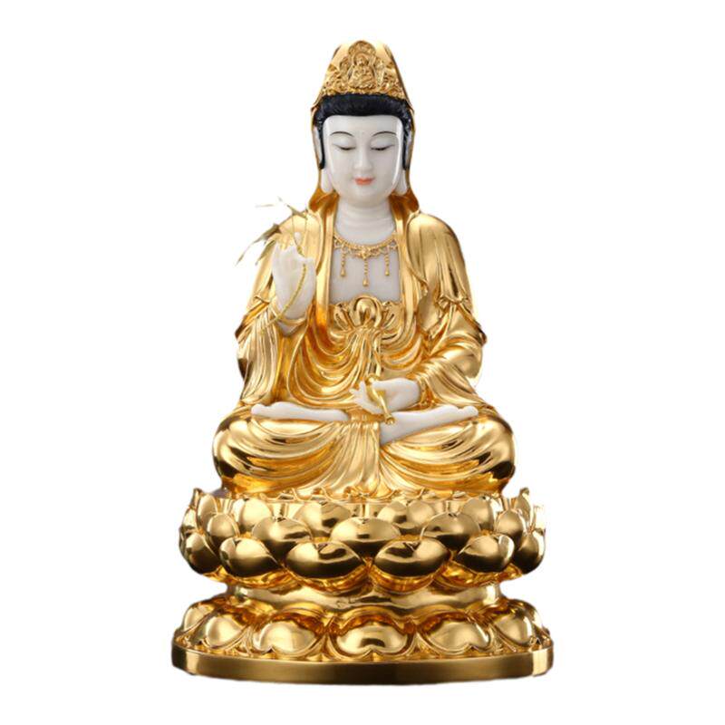 金镶汉白玉观音菩萨供奉家用坐莲
