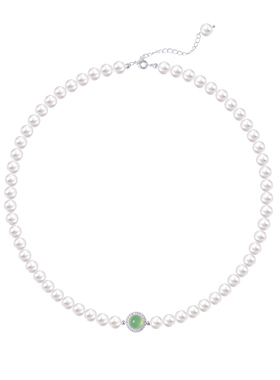 Southery施家珍珠绿玉髓项链