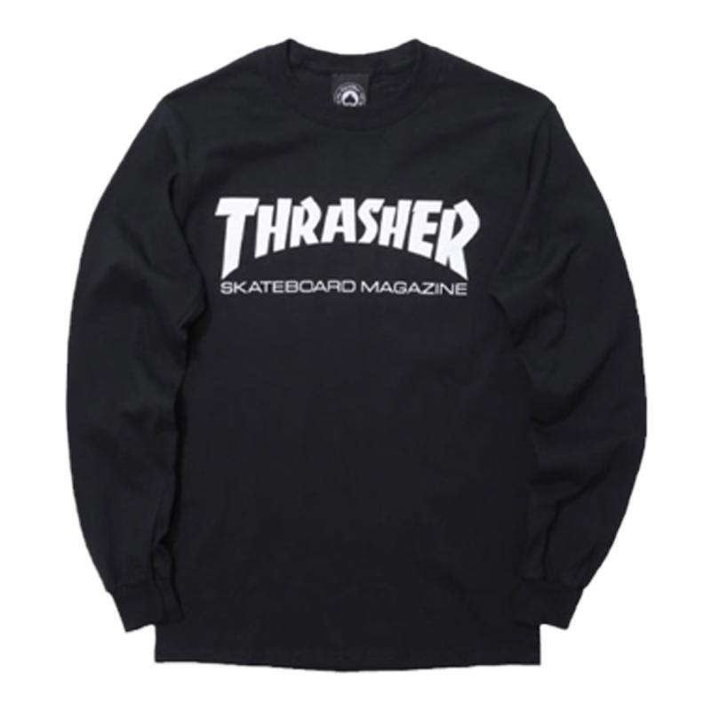 THRASHER美版火焰基础字体印花长袖T恤SKATE MAG L/S T-SHIRT潮牌