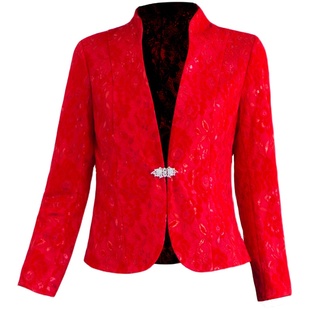 大红色西装外套参加婚礼喜妈妈婆婆婚宴大码女士春秋西服上衣外搭