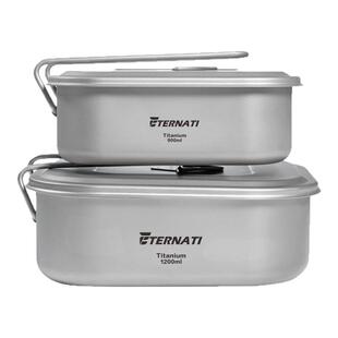 纯钛大饭盒加厚钛结实饭盒1200ml户外纯钛明火加热饭盒钛露营饭盒