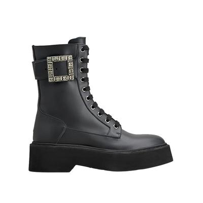 【新年礼物】Roger Vivier/RV女鞋Viv Ranger皮革格斗靴厚底短靴