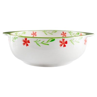 家用不烫手双耳碗釉下彩大汤碗