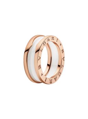 【自营】中古99新宝格丽B.ZERO1系列白色陶瓷玫瑰金双环戒指